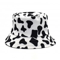 New Fashion Reversible Black White Cow Pattern Bucket hats  Cotton Plain Gift Custom  Unisex Beach Customized Logo bucket hats